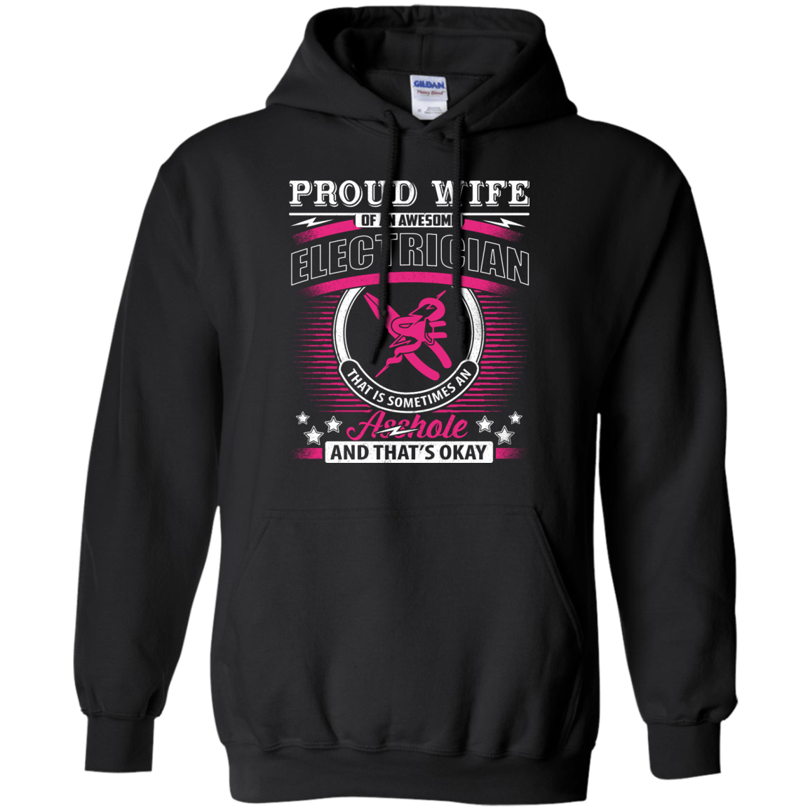 Proud Wife Of An Awesome Electrician-T-Shirt & Hoodie-Pullover Hoodie-Black