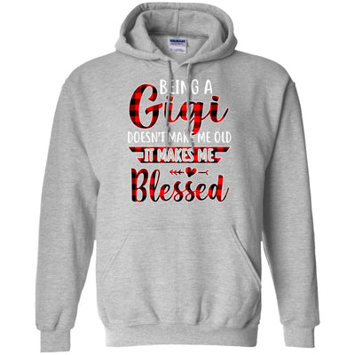 Red Plaid Funny Being A Gigi Doesn't Make Me Old-T-Shirt & Hoodie-Pullover Hoodie-Sport Grey