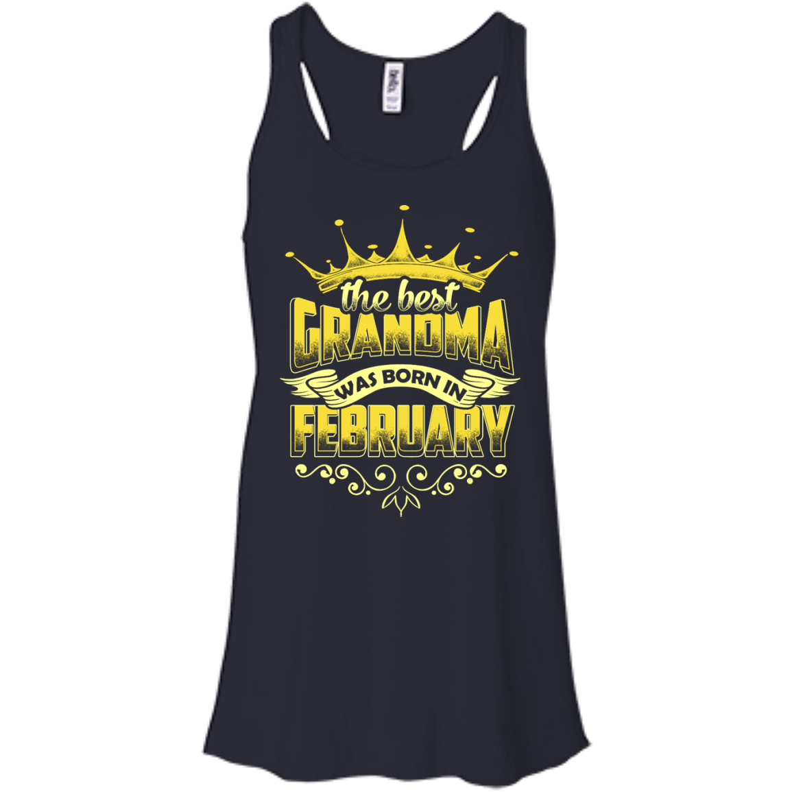 The Best Grandma Was Born In February-T-Shirt & Hoodie-Women's Flowy Racerback Tank-Midnight