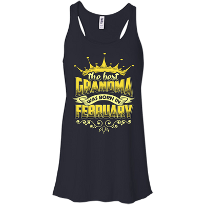 The Best Grandma Was Born In February-T-Shirt & Hoodie-Women's Flowy Racerback Tank-Midnight