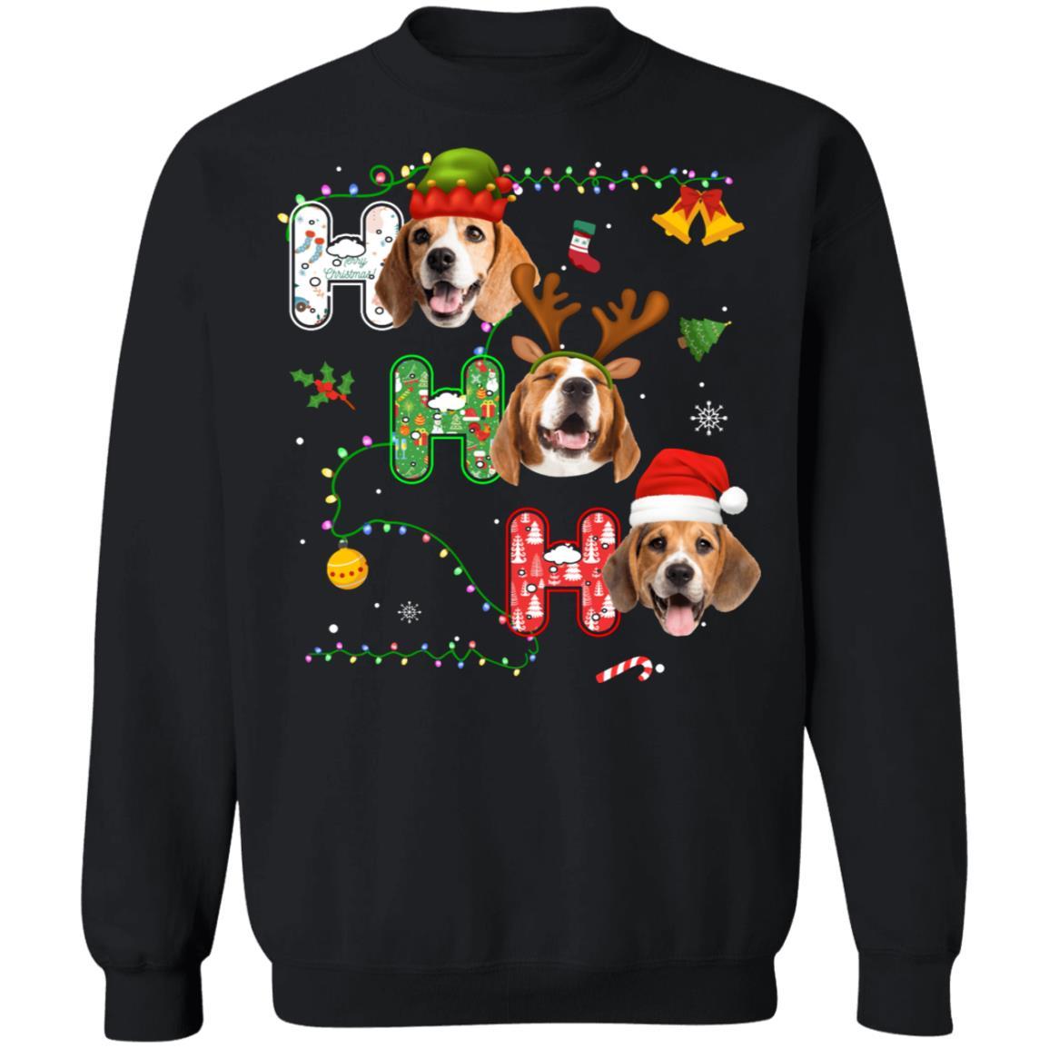 Christmas Ho Ho Ho Beagle Lover Funny Xmas Gift-T-Shirt & Sweatshirt-Crewneck Sweatshirt-Black