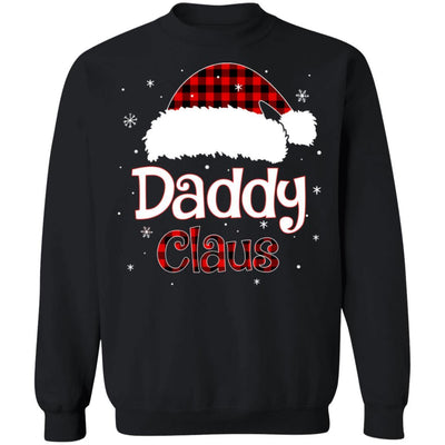 Santa Daddy Claus Red Plaid Family Pajamas Christmas Gift-T-Shirt & Sweatshirt-Crewneck Sweatshirt-Black