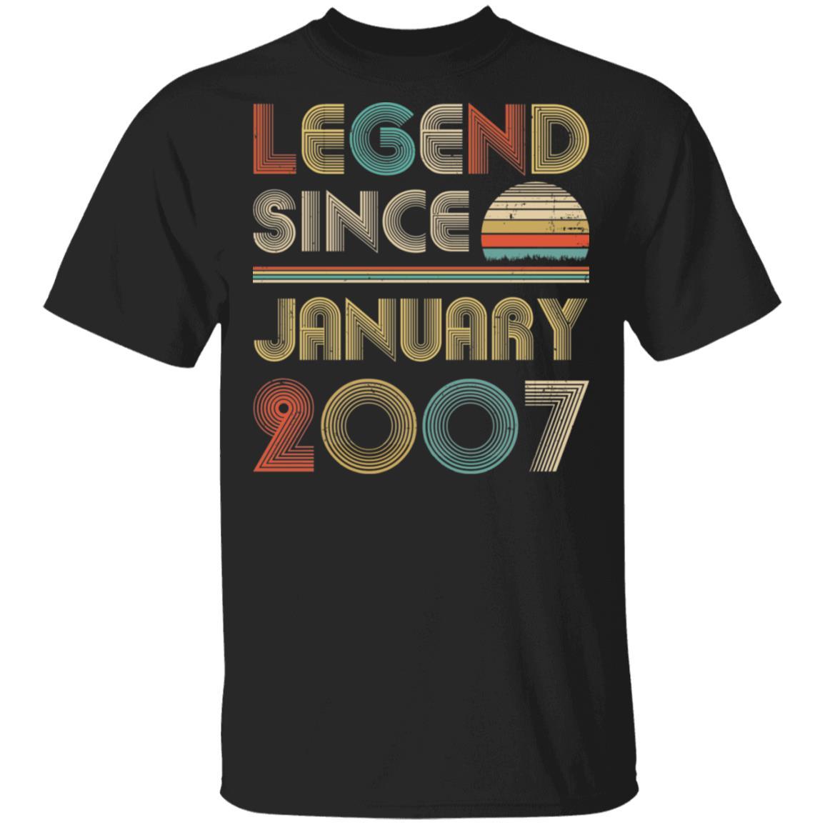 Legend Since January 2007 Vintage 14th Birthday Gifts-T-Shirt & Hoodie-Classic T-Shirt-Black