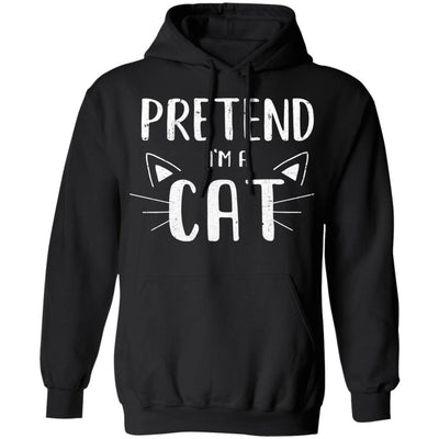 Pretend I'm A Cat Costume Halloween Lazy Easy-T-Shirt & Hoodie-Pullover Hoodie-Black