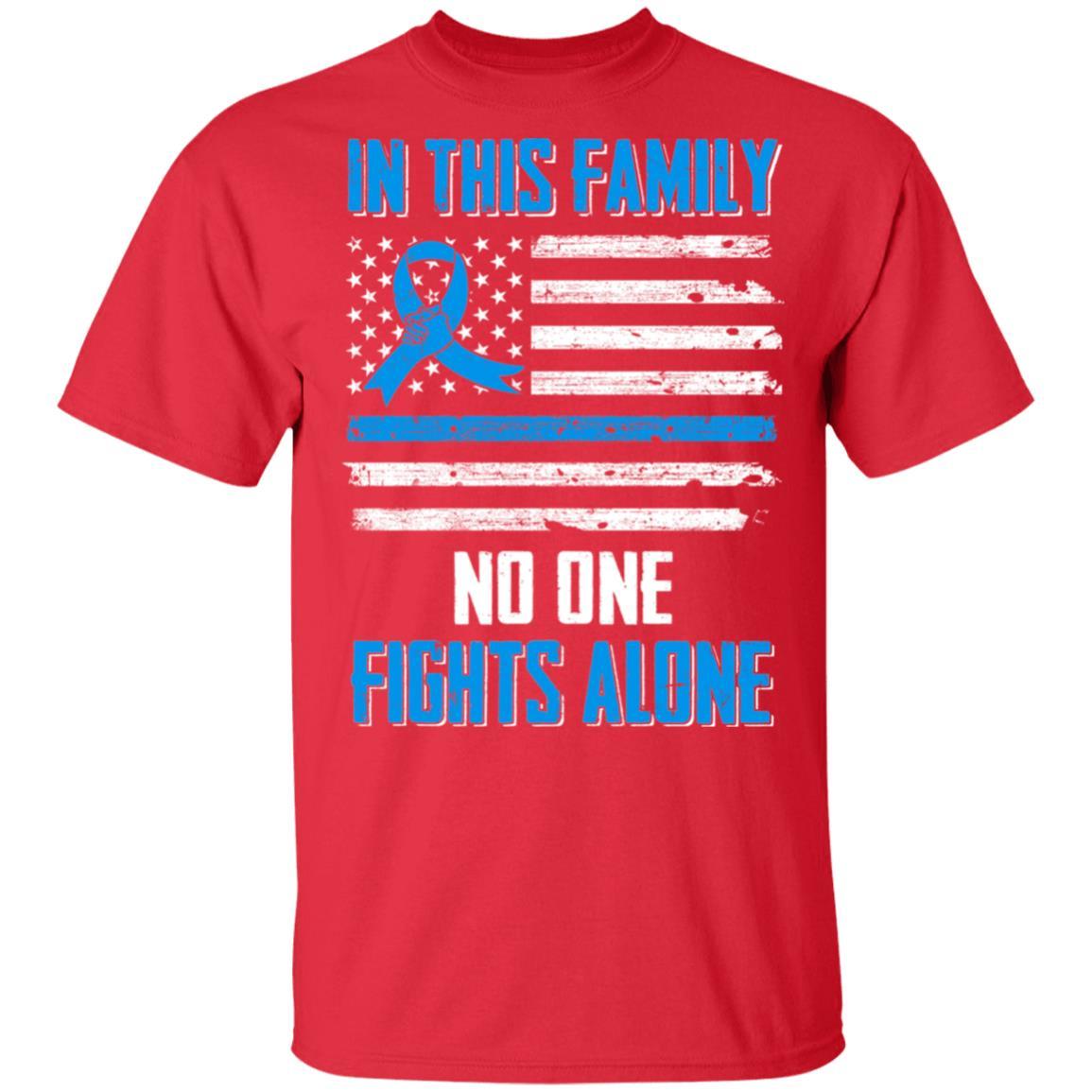 In This Family No One Fights Colon Cancer Alone Youth-Youth Shirt-Youth T-Shirt-Red