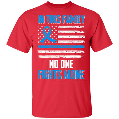 In This Family No One Fights Colon Cancer Alone Youth-Youth Shirt-Youth T-Shirt-Red