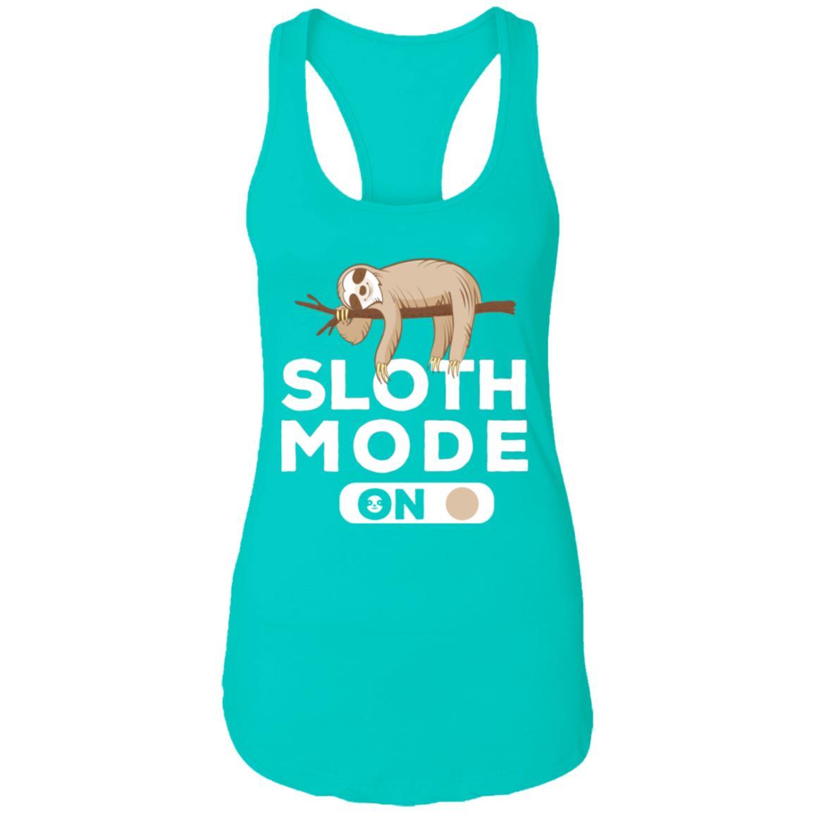 Sloth Mode On Funny Lazy Sleeping Sloth-T-Shirt & Tank Top-Women's Ideal Racerback Tank-Tahiti Blue