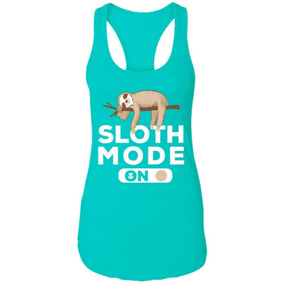 Sloth Mode On Funny Lazy Sleeping Sloth-T-Shirt & Tank Top-Women's Ideal Racerback Tank-Tahiti Blue