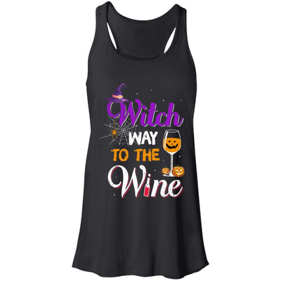 Witch Way To The Wine Funny Wine Halloween Gifts-T-Shirt & Tank Top-Women's Flowy Racerback Tank-Black