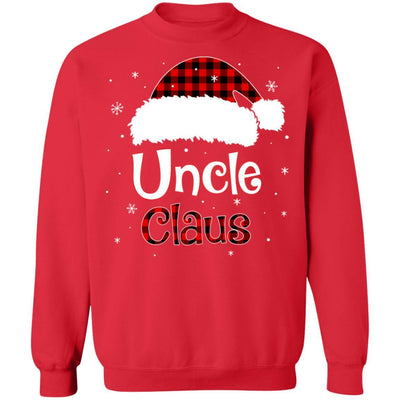 Santa Uncle Claus Red Plaid Family Pajamas Christmas Gift-T-Shirt & Sweatshirt-Crewneck Sweatshirt-Red