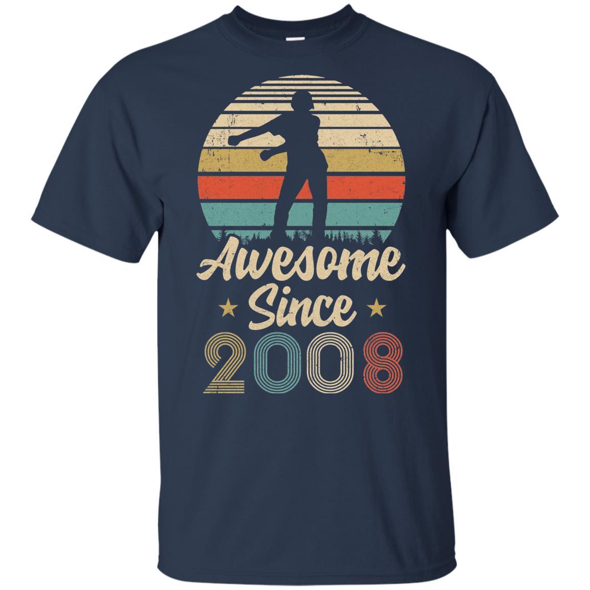 Vintage Flossing Awesome Since 2008 13th Birthday Gift Youth-Youth Shirt-Youth T-Shirt-Navy