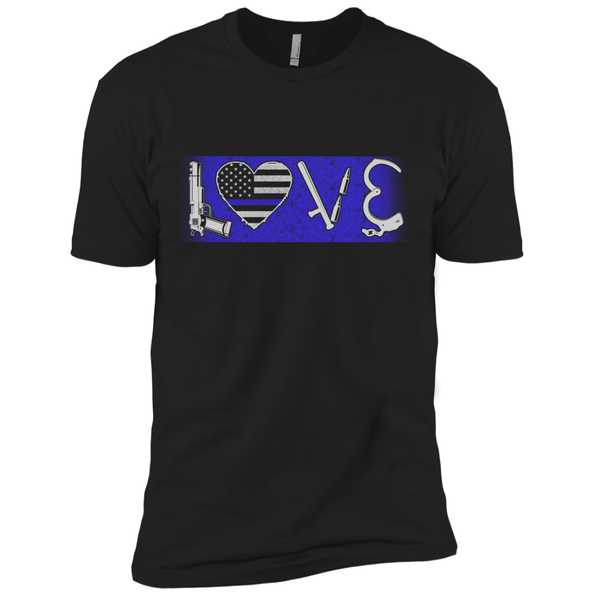 LOVE Thin Blue Line Police Officer-T-Shirt & Hoodie-Premium T-Shirt-Black