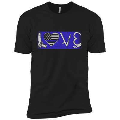 LOVE Thin Blue Line Police Officer-T-Shirt & Hoodie-Premium T-Shirt-Black