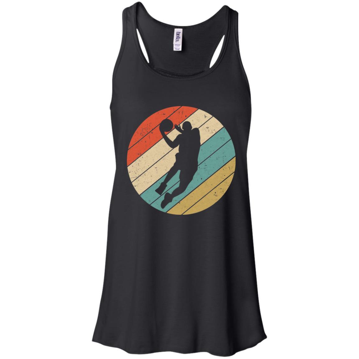 Retro Vintage Basketball Gifts-T-Shirt & Tank Top-Women's Flowy Racerback Tank-Black
