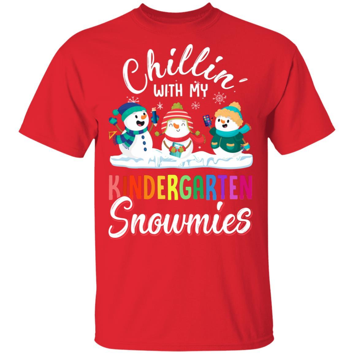 Chillin' With Kindergarten Snowmies Christmas Teacher Gifts-T-Shirt & Sweatshirt-Classic T-Shirt-Red