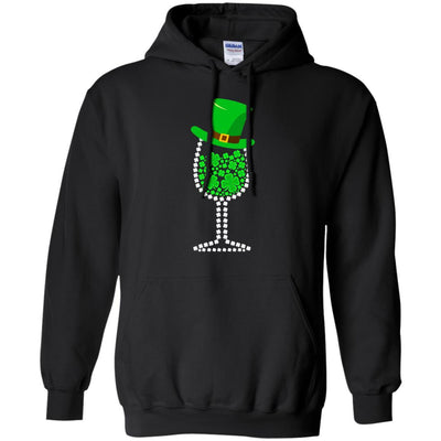 Shamrock Wine Glass Top Hat St Patrick's Day Gift-T-Shirt & Hoodie-Pullover Hoodie-Black