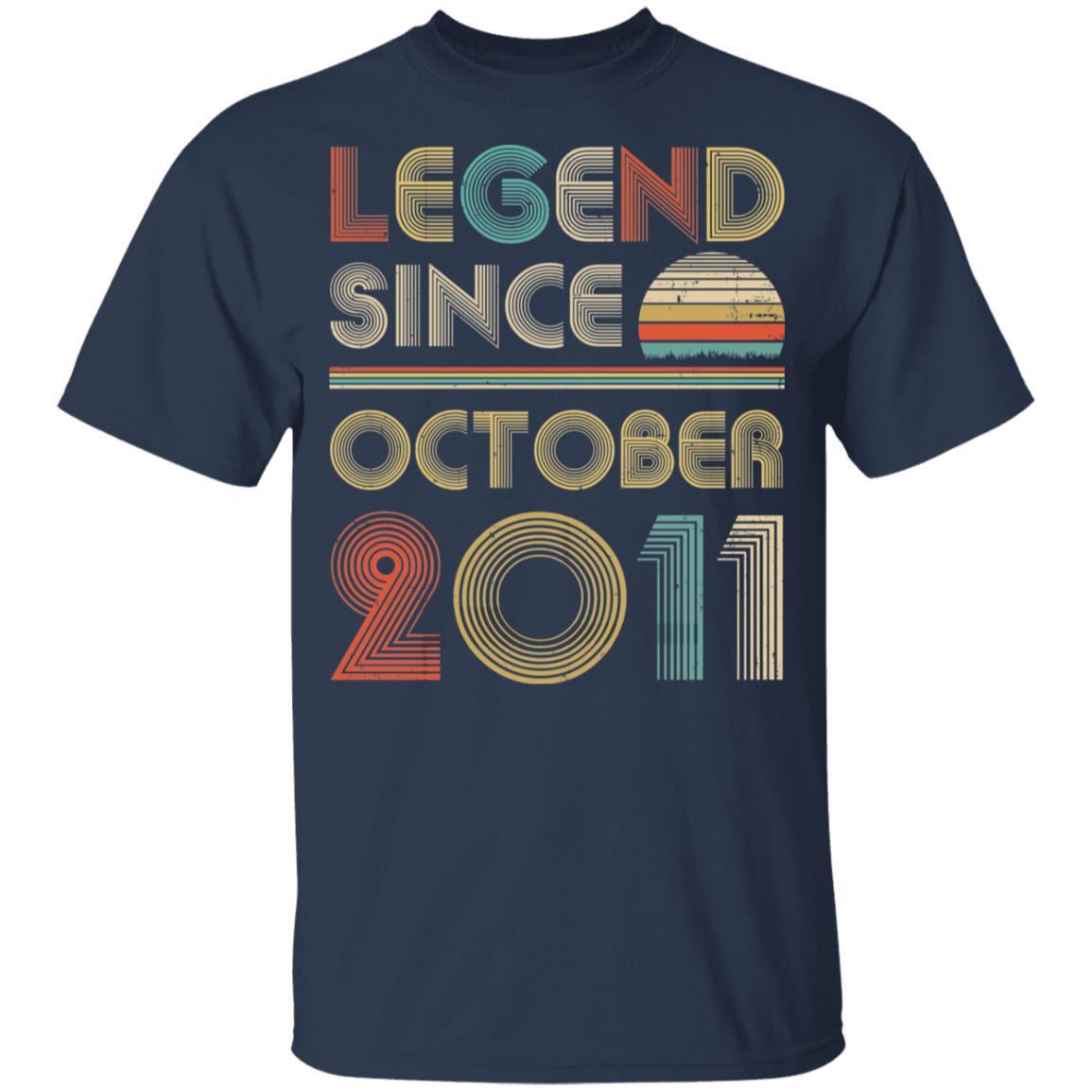 Legend Since October 2011 Vintage 10th Birthday Gifts Youth-Youth Shirt-Youth T-Shirt-Navy
