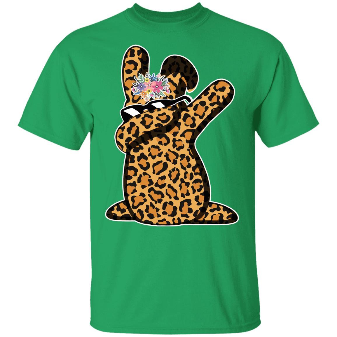 Funny Easter Gift For Her Teen Girls Dabbing Bunny Leopard Youth-Youth Shirt-Youth T-Shirt-Irish Green