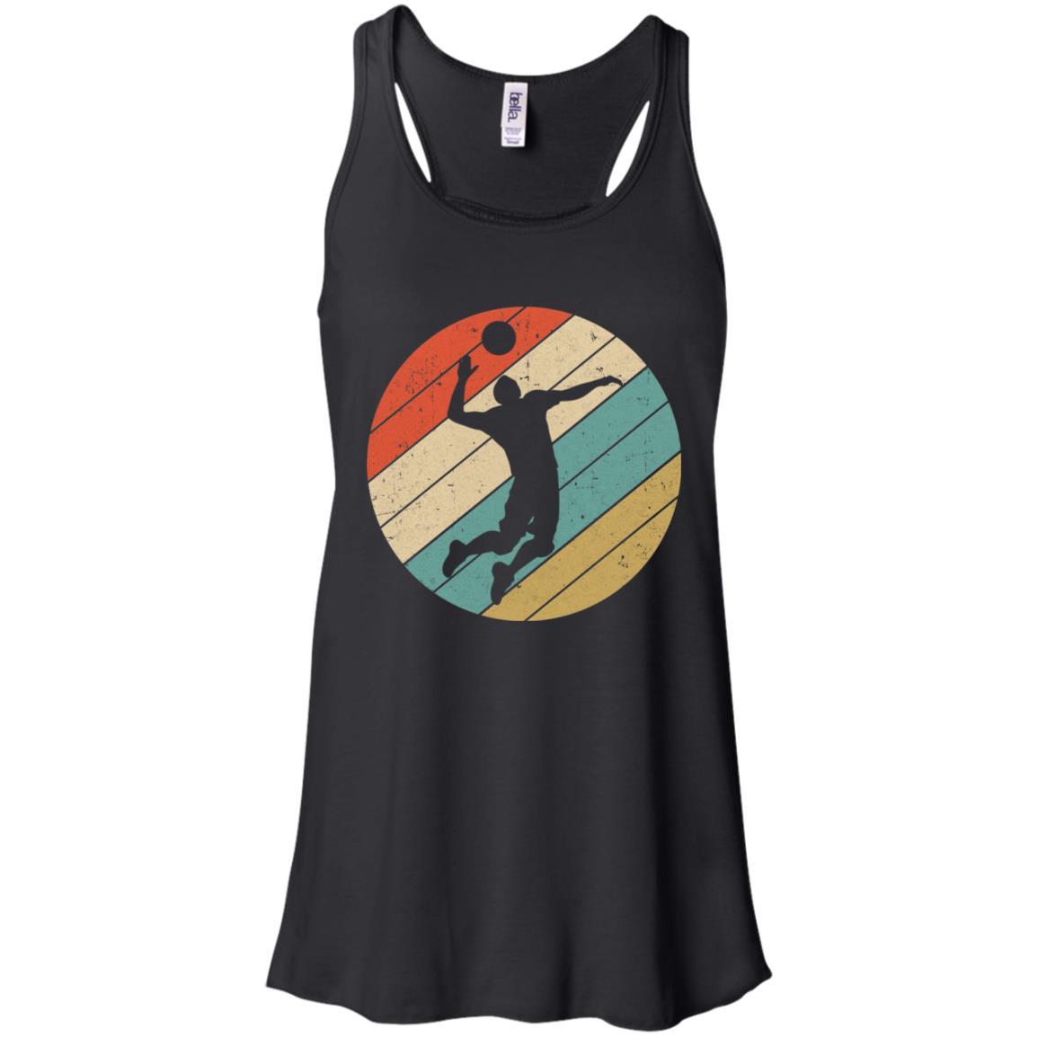 Retro Vintage Volleyball Gifts-T-Shirt & Tank Top-Women's Flowy Racerback Tank-Black