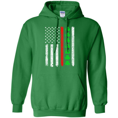 Thin Red Line Shamrock Irish St Patricks Day Fireman-T-Shirt & Hoodie-Pullover Hoodie-Irish Green