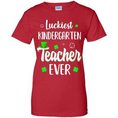 Luckiest Kindergarten Teacher Ever Irish St Patricks Day-T-Shirt & Hoodie-Women's T-Shirt-Red