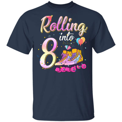 8 Years Old Birthday Girls Roller Skates 80's 8th Birthday Youth-Youth Shirt-Youth T-Shirt-Navy