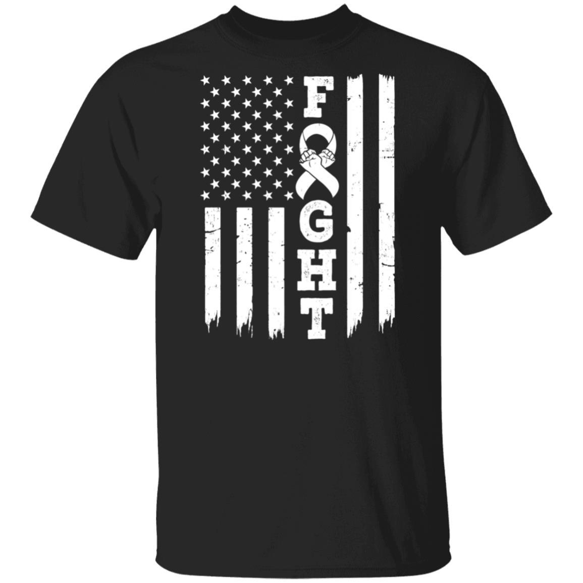 Lung Cancer Awareness American Flag Distressed
