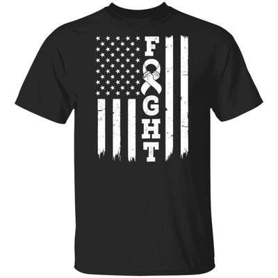 Lung Cancer Awareness American Flag Distressed-T-Shirt & Hoodie-Classic T-Shirt-Black
