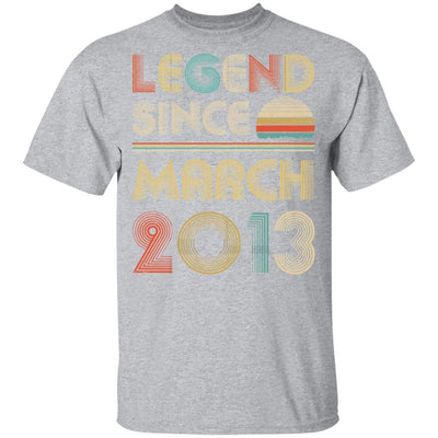 Legend Since March 2013 Vintage 8th Birthday Gifts Youth-Youth Shirt-Youth T-Shirt-Sport Grey