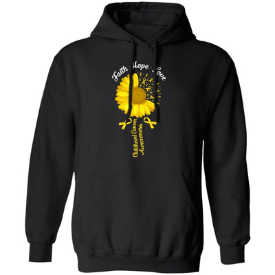 Faith Hope Love Childhood Cancer Awareness-T-Shirt & Hoodie-Pullover Hoodie-Black