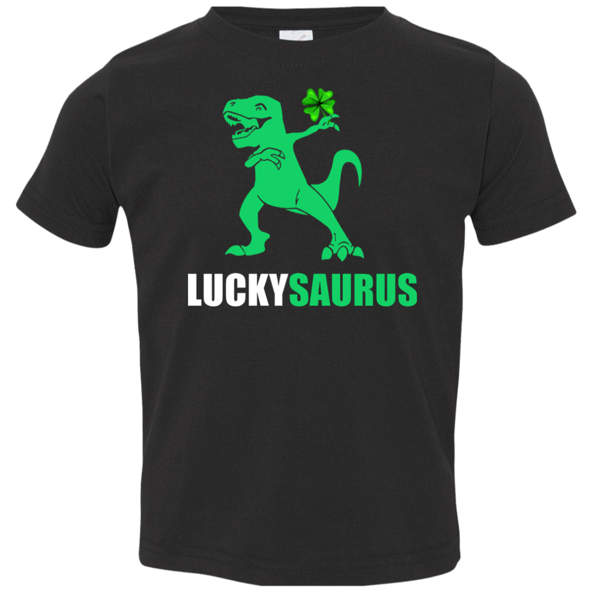 Irish Dinosaur Leprechaun St Patricks Day Luckysaurus Youth-Youth Shirt-Toddler T-Shirt-Black