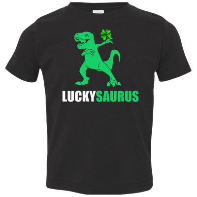 Irish Dinosaur Leprechaun St Patricks Day Luckysaurus Youth-Youth Shirt-Toddler T-Shirt-Black