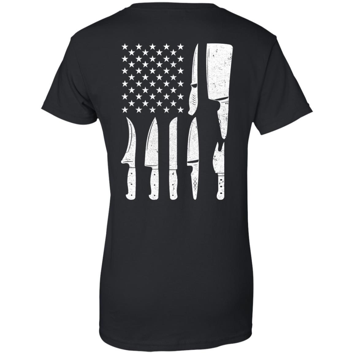 Chef Knife Patriotic American Flag Kitchen-T-Shirt & Hoodie-Women's T-Shirt-Black