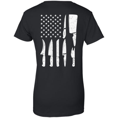 Chef Knife Patriotic American Flag Kitchen-T-Shirt & Hoodie-Women's T-Shirt-Black