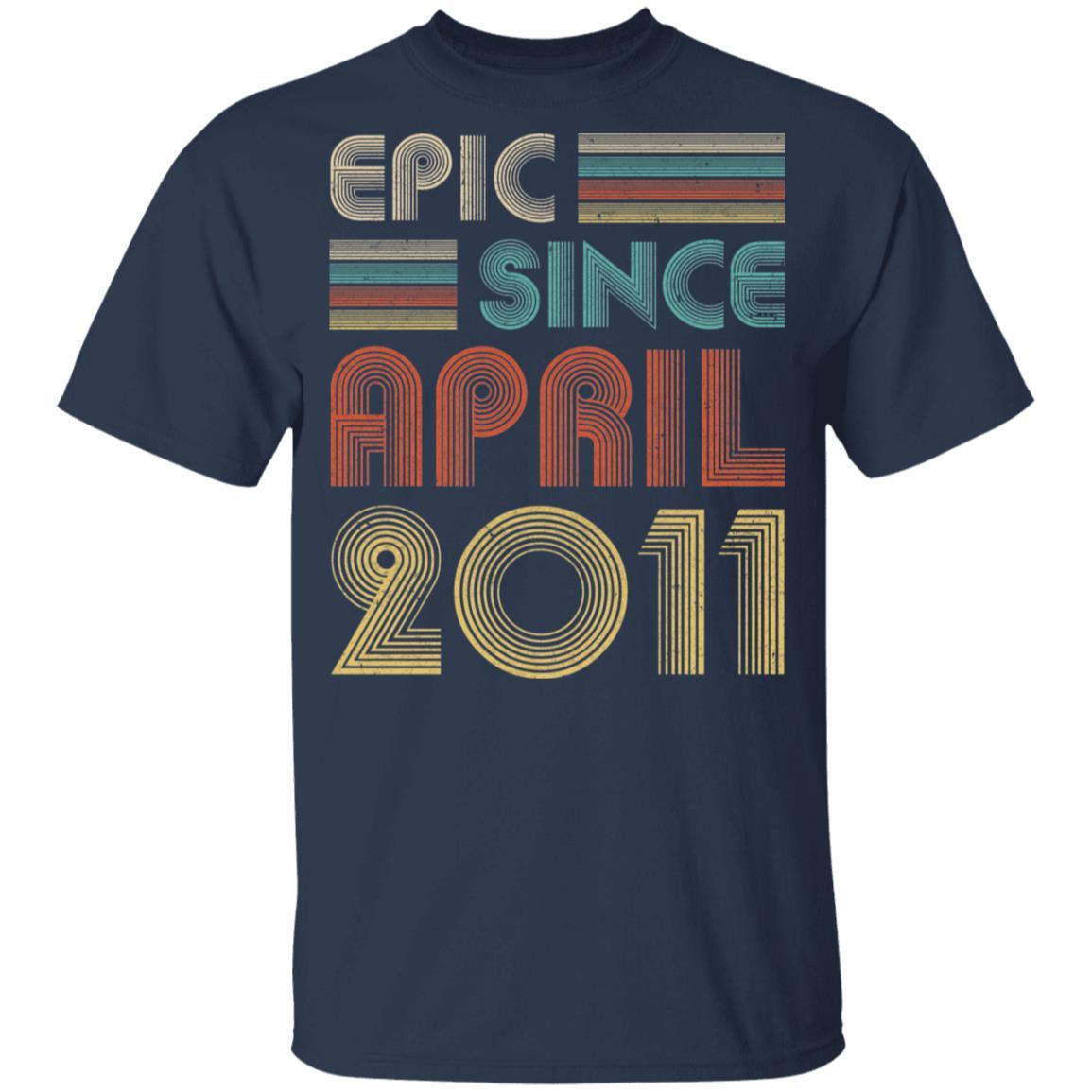 Epic Since April 2011 Vintage 10th Birthday Gifts Youth-Youth Shirt-Youth T-Shirt-Navy