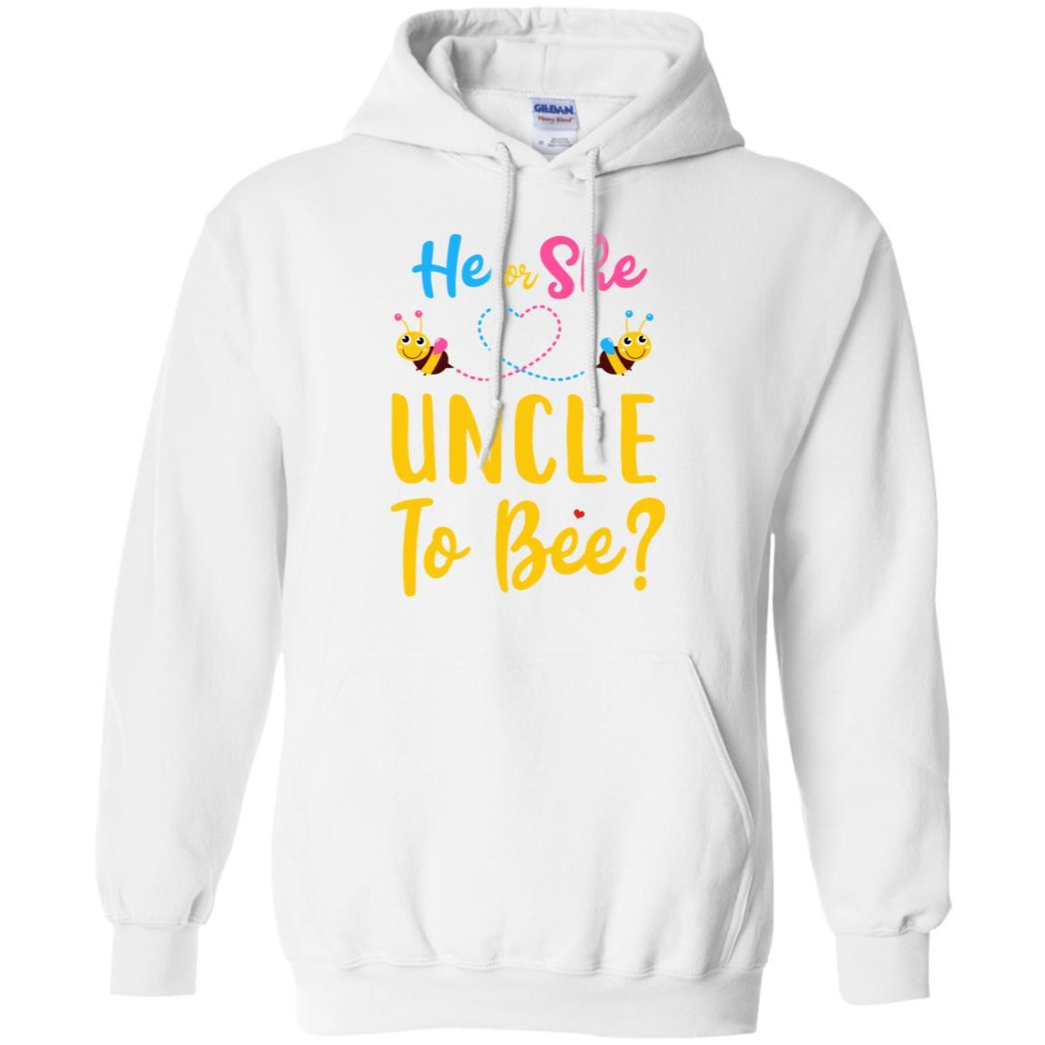 Gender Reveal Pink Or Blue What Will It Bee He Or She Uncle-T-Shirt & Hoodie-Pullover Hoodie-White