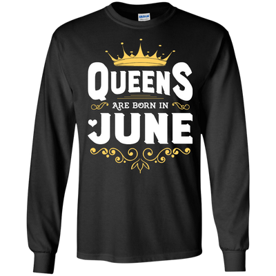 Queens Are Born In June-T-Shirt & Hoodie-Long Sleeve T-Shirt-Black