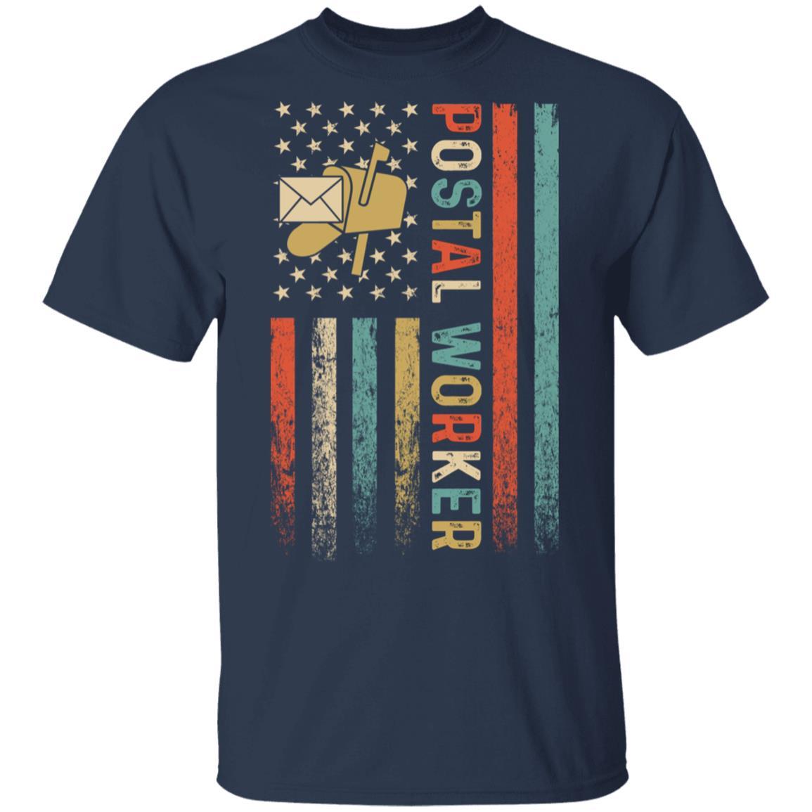 Postal Worker American Flag Mail Carrier Delivery-T-Shirt & Hoodie-Classic T-Shirt-Navy