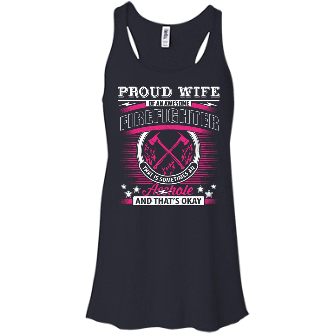 Proud Wife Of An Awesome Firefighter-T-Shirt & Hoodie-Women's Flowy Racerback Tank-Midnight