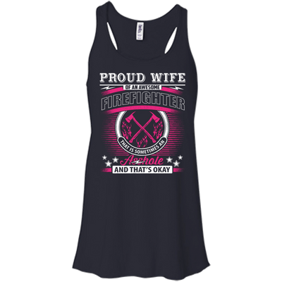 Proud Wife Of An Awesome Firefighter-T-Shirt & Hoodie-Women's Flowy Racerback Tank-Midnight