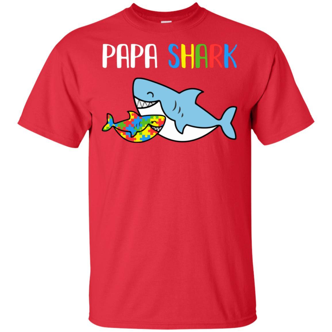 Papa Shark Support Autism Awareness For Grandchild-T-Shirt & Hoodie-Classic T-Shirt-Red