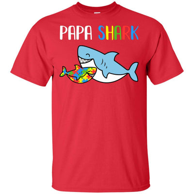 Papa Shark Support Autism Awareness For Grandchild-T-Shirt & Hoodie-Classic T-Shirt-Red