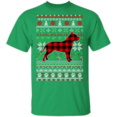 Pit bull Red Plaid Ugly Christmas Sweater Gifts-T-Shirt & Sweatshirt-Classic T-Shirt-Irish Green