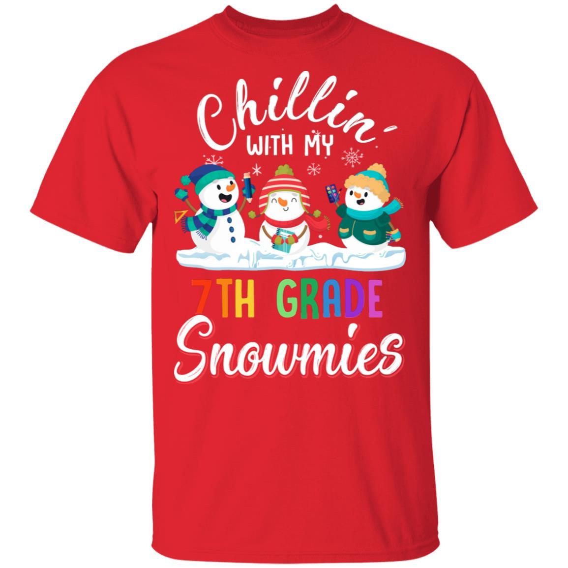 Chillin' With 7th Grade Snowmies Christmas Teacher Gifts-T-Shirt & Sweatshirt-Classic T-Shirt-Red