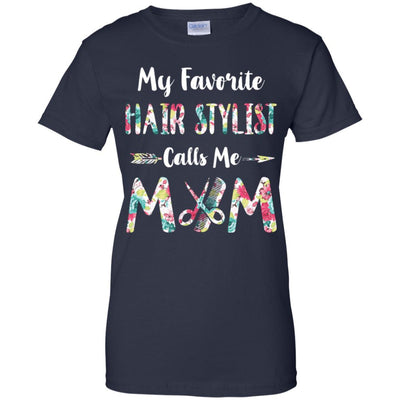 Floral My Favorite Hair Stylist Calls Me Mom Mothers Day Gift-T-Shirt & Hoodie-Women's T-Shirt-Navy