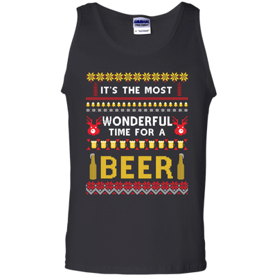 It's The Most Wonderful Time For A Beer Ugly Sweater-T-Shirt & Hoodie-Unisex Tank-Black