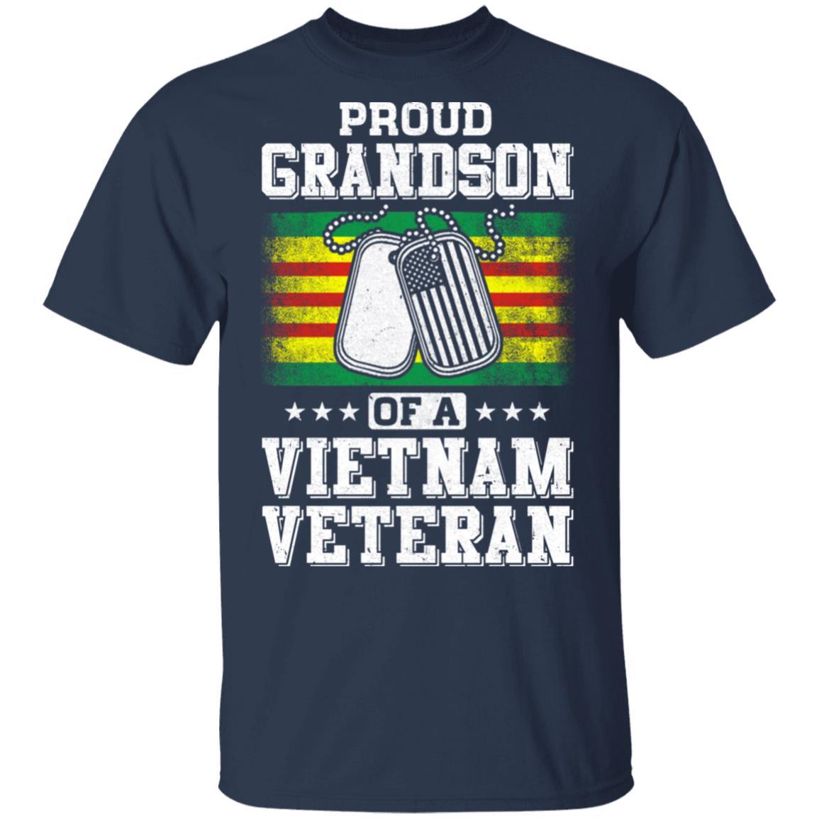 Proud Grandson Of A Veteran Papa Grandpa Grandma-T-Shirt & Hoodie-Classic T-Shirt-Navy