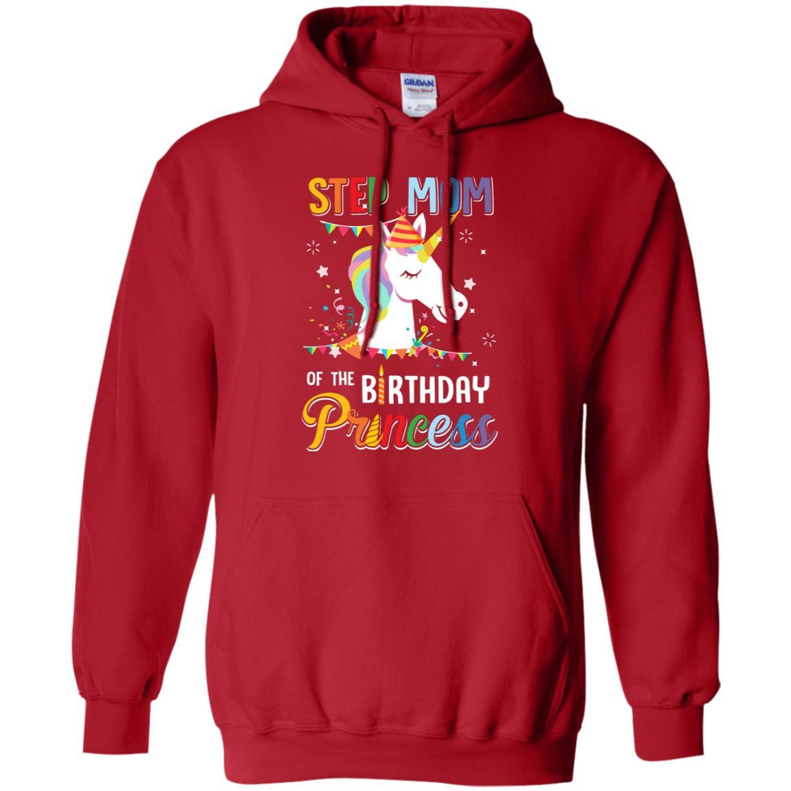 Step Mom Of The Unicorn Birthday Princess-T-Shirt & Hoodie-Pullover Hoodie-Red