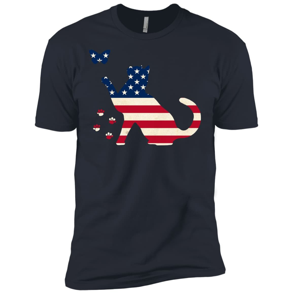 Meowica Cat American Flag 4th of July-T-Shirt & Hoodie-Premium T-Shirt-Indigo