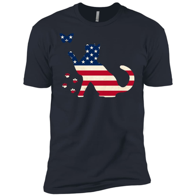 Meowica Cat American Flag 4th of July-T-Shirt & Hoodie-Premium T-Shirt-Indigo